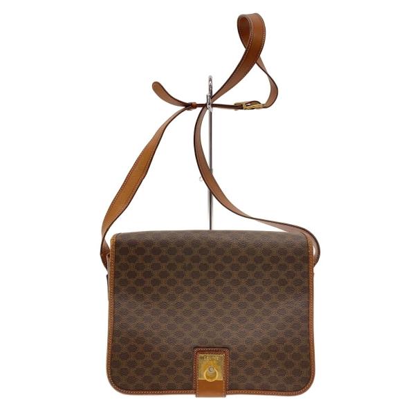 CELINE◆ショルダーバッグ/レザー/BRW/マカダム柄