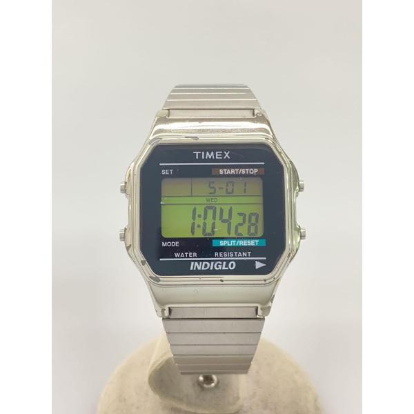 TIMEX◆クォーツ腕時計/デジタル/ステンレス/BLK/SLV/T78587