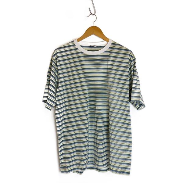 AURALEE◆24SS/HARD TWIST COTTON BORDER TEE/Tシャツ/4/コ...