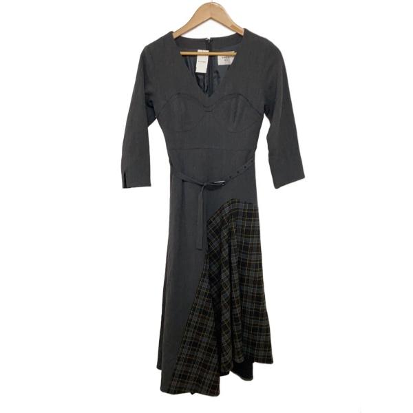 AMERI◆長袖ワンピース/S/ポリエステル/BLK/チェック/02920540900