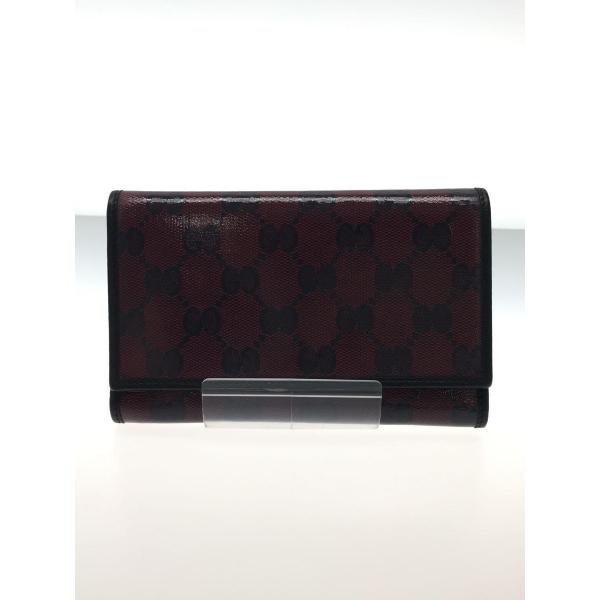 GUCCI◆3つ折り財布/コーティングキャンバス/ボルドー/総柄/レディース/263114