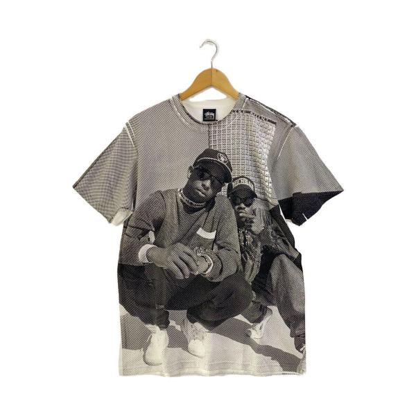 STUSSY◆GANG STARR TEE/Tシャツ/M/--/BLK/総柄/