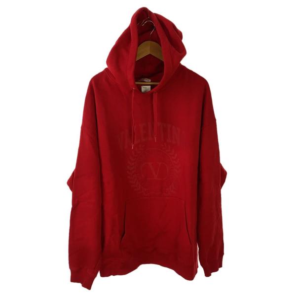 VALENTINO◆フロントロゴプリントプルオーバーパーカー/パーカー/XXL/コットン/RED/3...