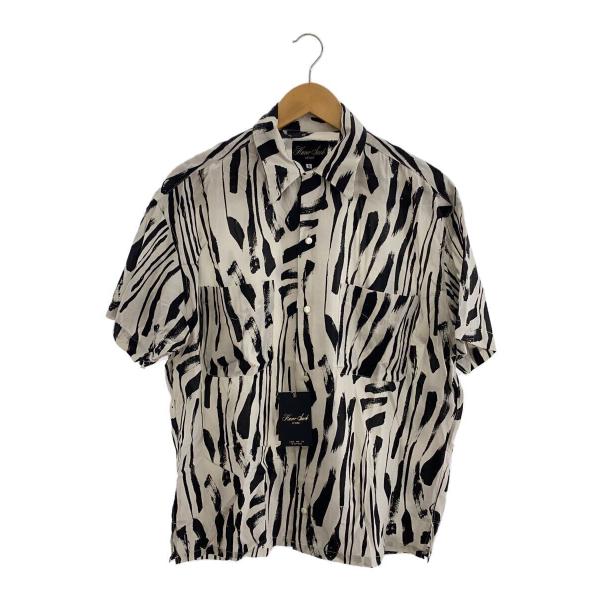 HAVERSACK◆ラッシュドプリント ワンナップ半袖シャツ/半袖シャツ/S/コットン/BLK/総柄...
