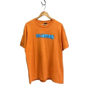 STUSSY◆90s 紺タグ デジタルロゴ Tシャツ/L/ORN//