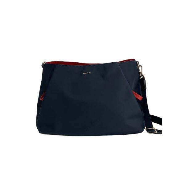 agnes b.◆ショルダーバッグ/ナイロン/NVY/無地/OAS14-03//