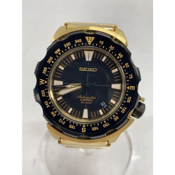 SEIKO◆LAND MONSTERランドモンスター/自動巻腕時計/アナログ/BLK/GLD/6R1...