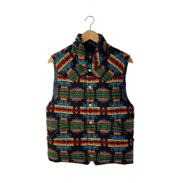 PENDLETON◆ダウンベスト/M/ウール/BLK/総柄/ネイティブ柄