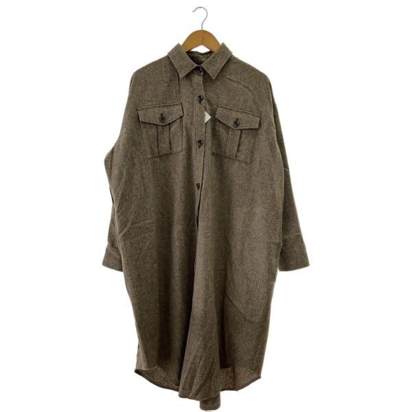 AMERI◆20AW/ECO WOOL LONG SHIRT COAT/FREE/ウール/BRW/0...
