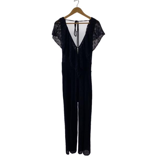 AMERI◆25SS/MEDI RUFFLE KNIT ROMPERS/S/コットン/BLK/022...