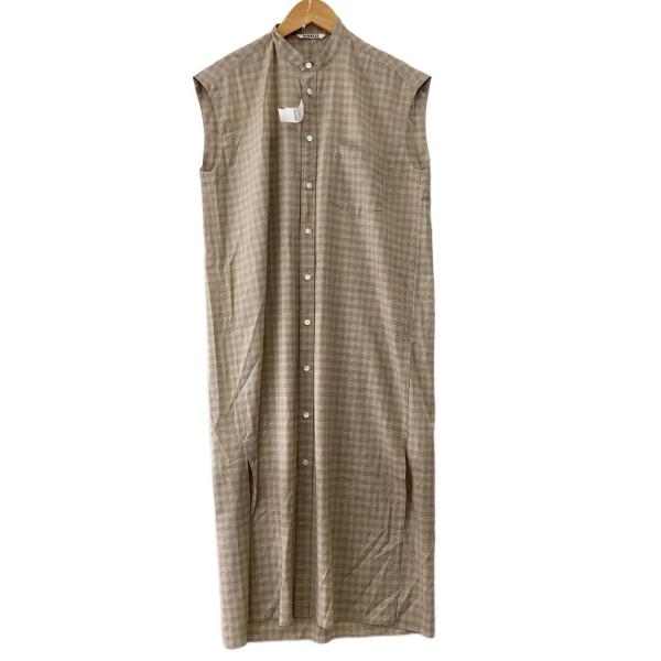 AURALEE◆ノースリーブワンピース/0/ウール/BEG/チェック/A20SD02LC