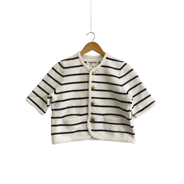 MACPHEE◆25SS/モスライクステッチハーフスリーフジャケット/S/コットン/WHT/ボーダー...