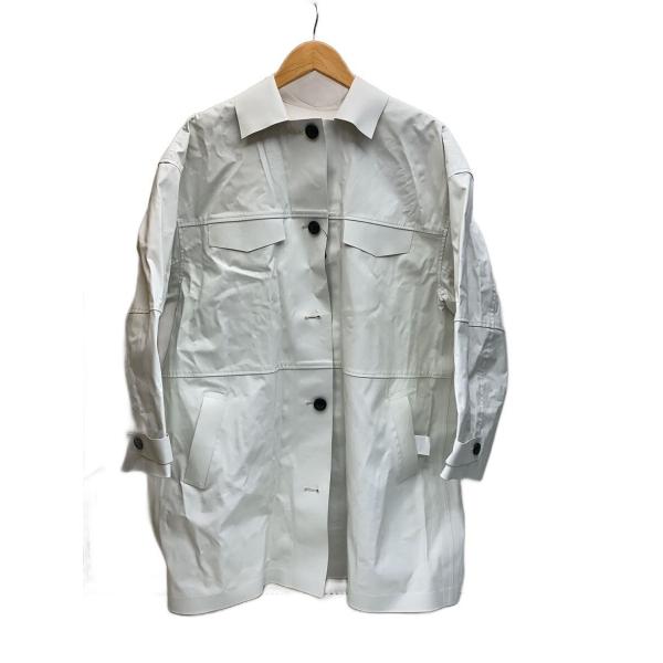 AMERI◆コート/S/フェイクレザー/WHT/無地/01410740180