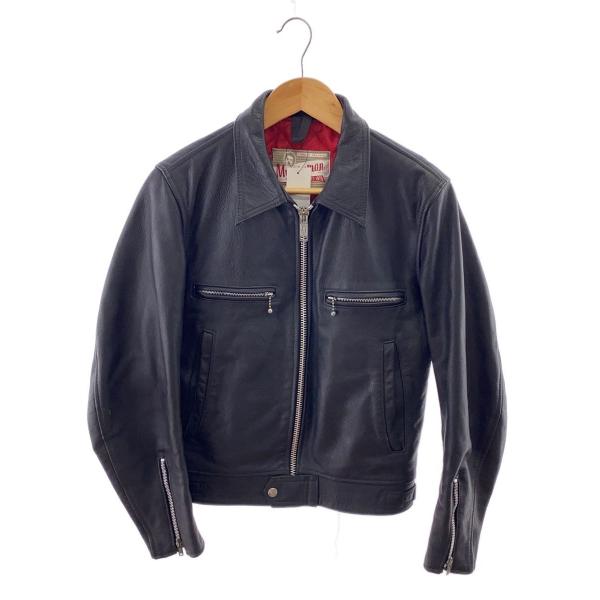 Mywayman/レザージャケット/36/レザー/BLK/袖口・裾はがれ/両袖白い変色//