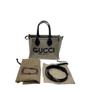 GUCCI◆GUCCI プリント ミニ トートバッグ/キャンバス/BEG
