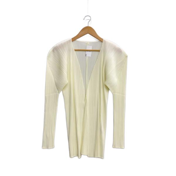 PLEATS PLEASE ISSEY MIYAKE◆カーディガン(薄手)/2/ポリエステル/IVO...