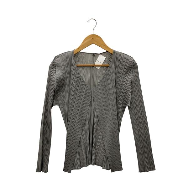 PLEATS PLEASE ISSEY MIYAKE◆カーディガン(薄手)/3/ポリエステル/GRY...