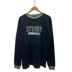 STUSSY◆90s/old/y2k/紺タグ/nyltla 21/長袖Tシャツ/L/コットン/BLK
