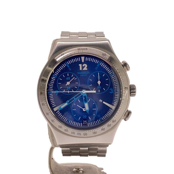 SWATCH◆IRONY/クォーツ腕時計/アナログ/ステンレス/BLU/SLV/SS