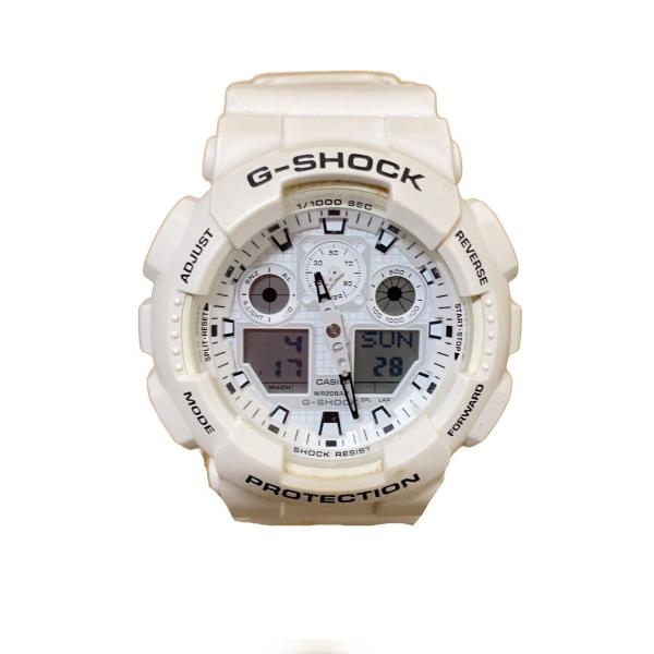 CASIO◆クォーツ腕時計・G-SHOCK/デジアナ/ラバー/WHT/WHT/SS