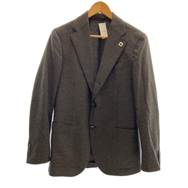 LARDINI◆テーラードジャケット/48/ウール/GRY/千鳥格子/JS0664AQ
