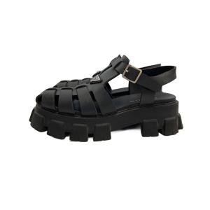 PRADA◆MONOLITH/モノリス/ラバーサンダル/8/BLK/レザー