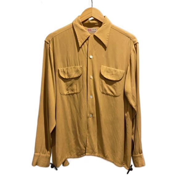 BVD◆Vintage/40s〜50s/ヘリンボーンレーヨンギャバシャツ/SIZE:3(16-16....