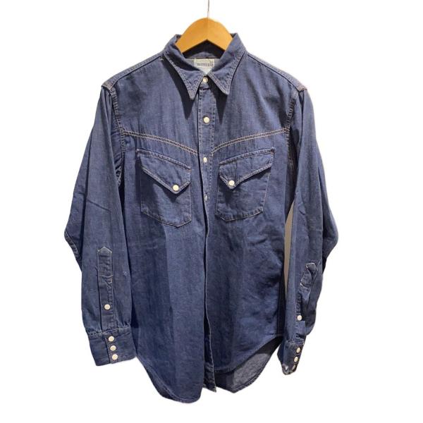 ROEBUCKS◆Vintage/60s/デニムウエスタンシャツ/バットダイ/スナップボタン/SEA...