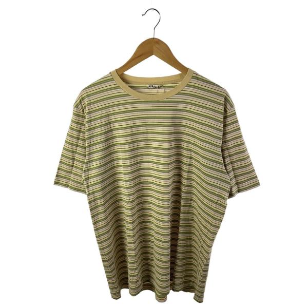 AURALEE◆Tシャツ/4/コットン/BEG/ボーダー/A24ST02BR