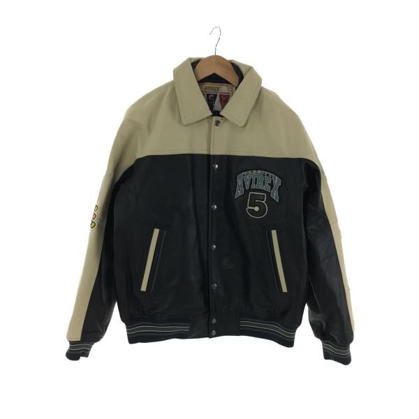 AVIREX◆STADIUM JACKET WILD BEARS/スタジャン/L/羊革/マルチカラー...