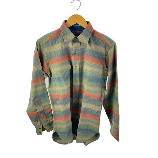 PENDLETON◆シャツ/S/ウール/マルチカラー/ボーダー/70S/USA製//