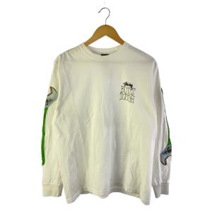 STUSSY◆長袖Tシャツ/L/コットン/WHT/BUILT TOUGH/BUILT TOUGH/Wrench LS