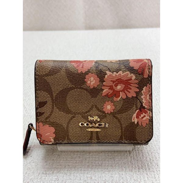 COACH◆3つ折り財布/--/BRW/花柄/レディース/F78022