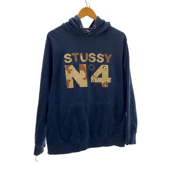 STUSSY◆パーカー/M/コットン/BLU/プリント/袖口ほつれ有/PYTHON DESIGN H...