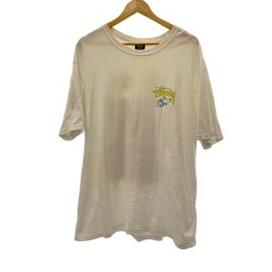 STUSSY◆20SS/SUPER BLOOM TEE/Tシャツ/XL/コットン/WHT/プリント/襟シミ//