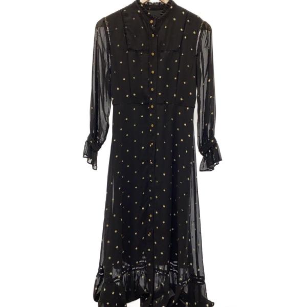 AMERI◆19AW/SPARKLE DOT DRES/S/ポリエステル/BLK/ドット/01920...