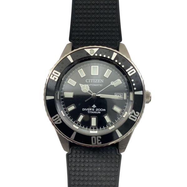 CITIZEN◆メカニカルダイバー/MARINEシリーズ/自動巻腕時計/ラバー/BLK/BLK/NB...