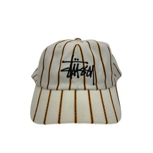 STUSSY◆キャップ/FREE/ポリエステル/WHT/ストライプ/メンズ