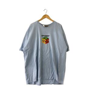 STUSSY◆COLORFUL CUBE LOGO/Tシャツ/XXL/コットン/BLU//