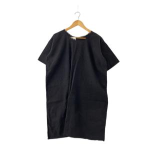 EURO VINTAGE◆リネンスモック/半袖ワンピース/--/--/BLK//