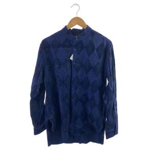 MASU◆20SS/ARGYLE SHIRTS/長袖シャツ/44/レーヨン/NVY/MESS-SH0202/? NULL ?