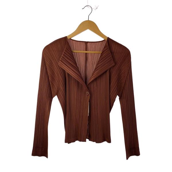 PLEATS PLEASE ISSEY MIYAKE◆カーディガン(薄手)/3/ポリエステル/BRW...