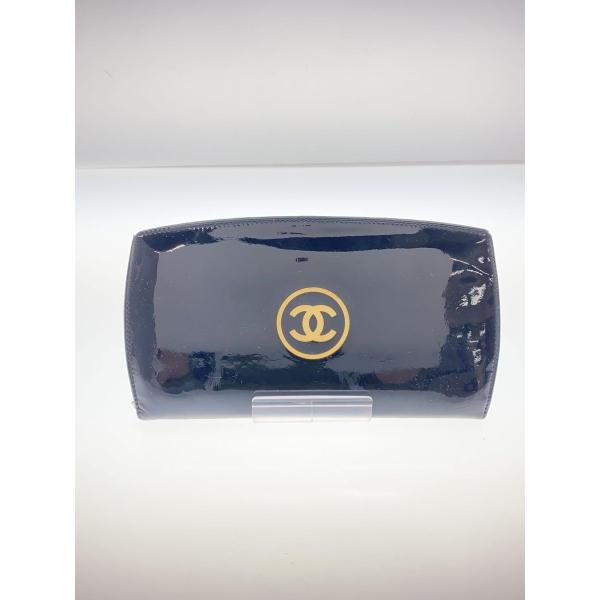 CHANEL◆長財布/--/BLK/無地/レディース