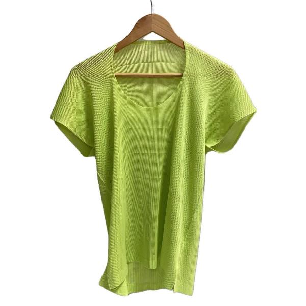 PLEATS PLEASE ISSEY MIYAKE◆半袖カットソー/3/ポリエステル/GRN/PP...