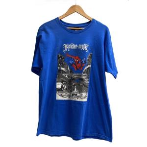 STUSSY◆×MARVEL/マーベル/Tシャツ/Spiderman/スパイダーマン/L/コットン/ブルー//