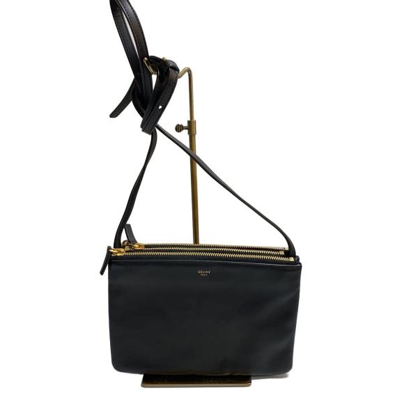 CELINE◆トリオスモール/ショルダーバッグ/レザー/BLK