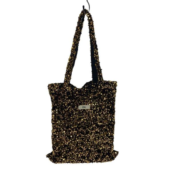 Uhr◆Spangle Tote Bag/ポリエステル/ブラック/ゴールド