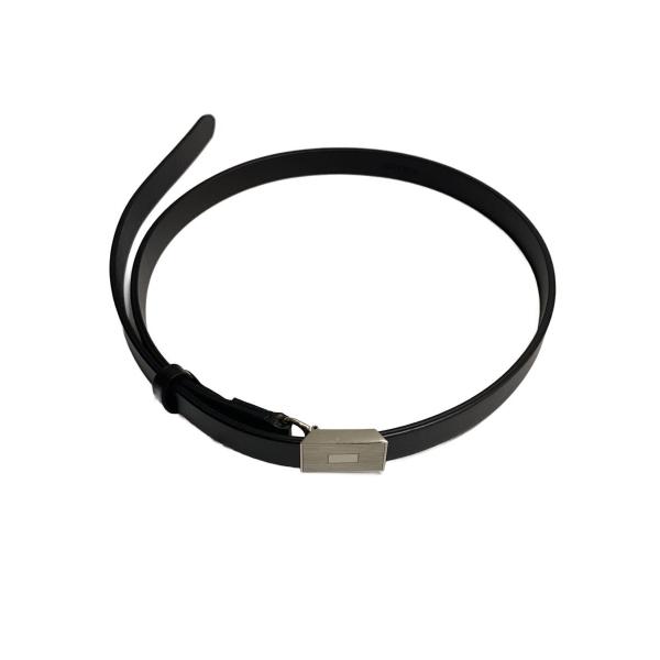 AURALEE◆スライドバックルベルト/レザー/BLK/無地/レディース//