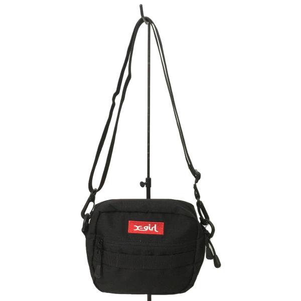 X-girl◆BOX LOGO SHOULDER BAG/ショルダーバッグ/ポリエステル/ブラック/...