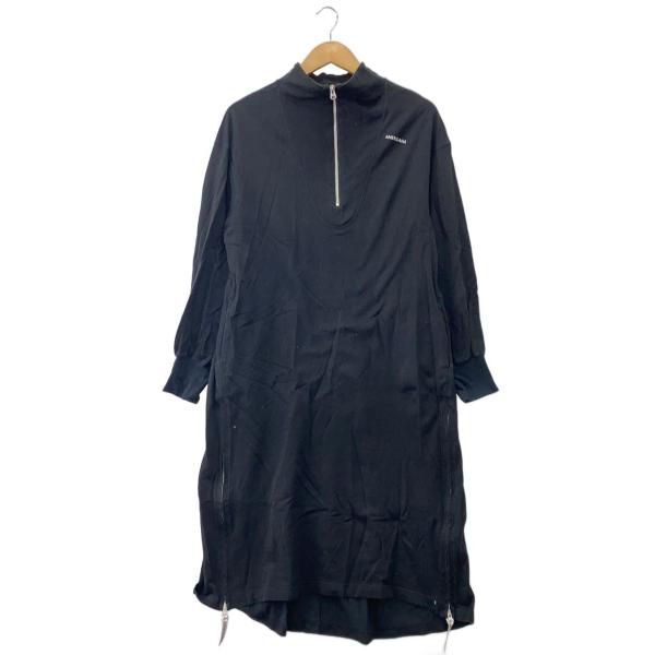 Americana◆ハーフジップロングワンピース/長袖ワンピース/FREE/コットン/BLK